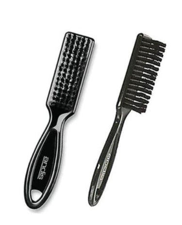 Two black blade brush stylers with nylon bristles and ergonomic handles.